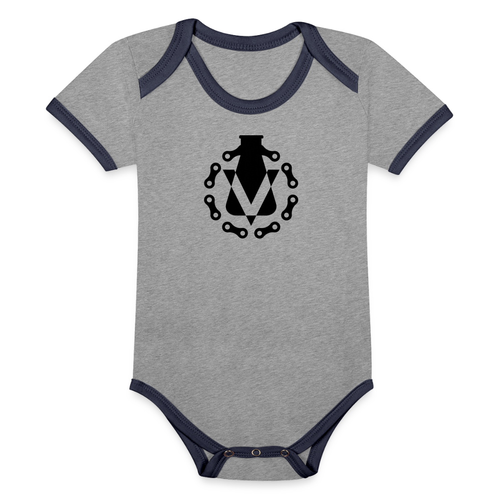 Organic Baby Contrasting Bodysuit - heather grey/navy