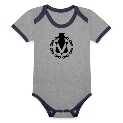 Organic Baby Contrasting Bodysuit - heather grey/navy